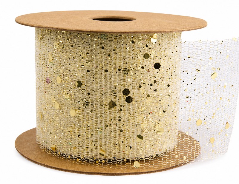 Picture of Glitter Ribbon Champagne 5cm x 10 Yards